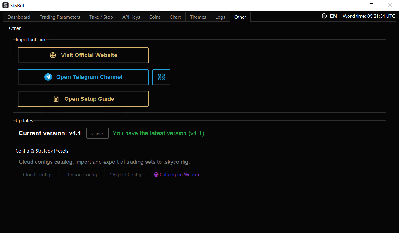 SkyBot v4.4 Other Tab